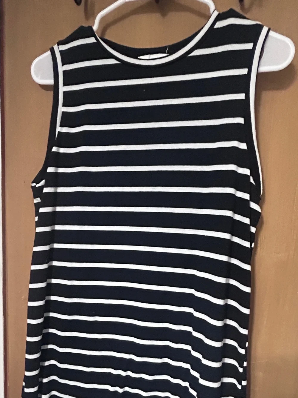 Sleeveless Black and White Striped Women's Tank Dress